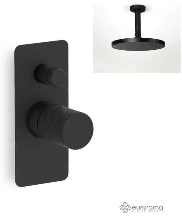 Eurorama Black Matt Ανακλινόμενη Κεφαλή Ø20εκ +Μίκτης εντοιχισμού 2 εξόδων με Εκτροπέα 167030SL-400