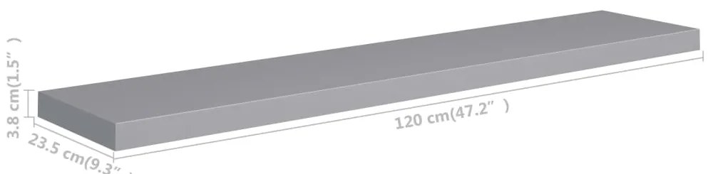 vidaXL Ράφι Τοίχου Γκρι 120x23,5x3,8 εκ. MDF