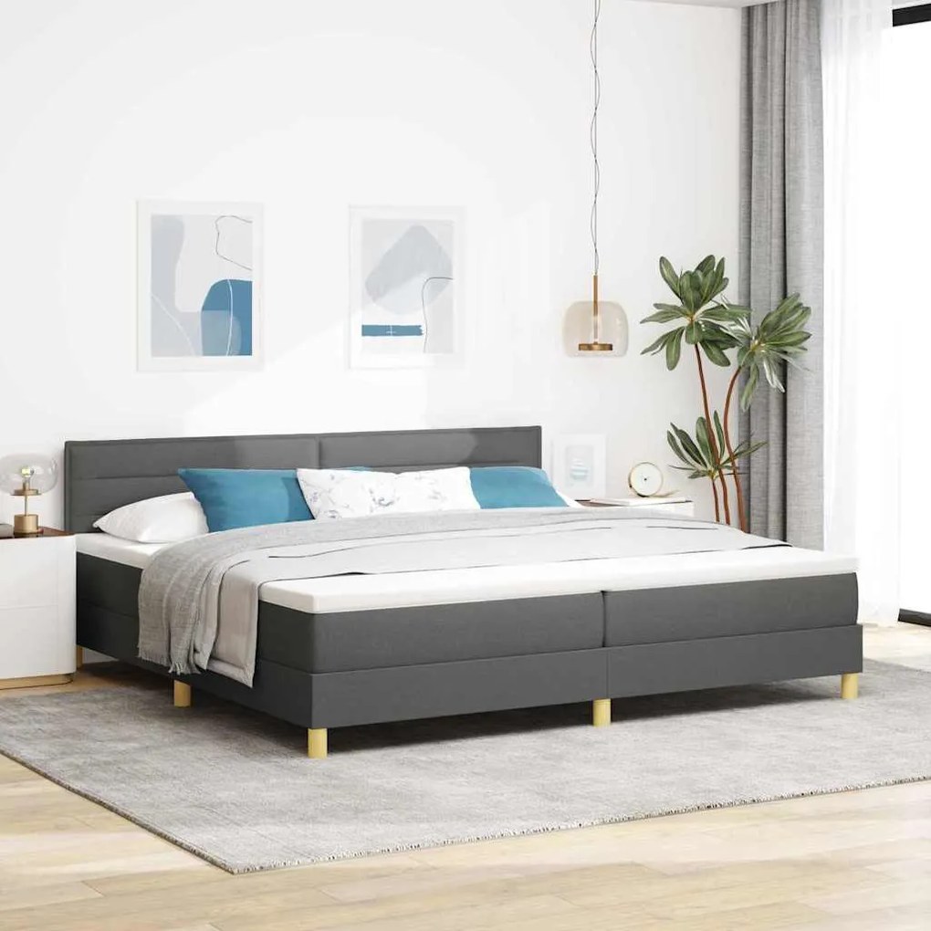 vidaXL Κρεβάτι με Στρώμα Σκούρο Γκρι 200 x 200 εκ. Ύφασμα