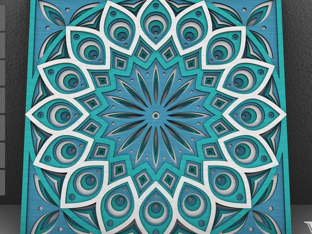 Intra απο ξύλο plywood  Χρώμα wenge 3mm-4mm πάχος - Flower Mandala , Layered Mandala Δίασταση 30x30 cm INTRAFABR-61936188