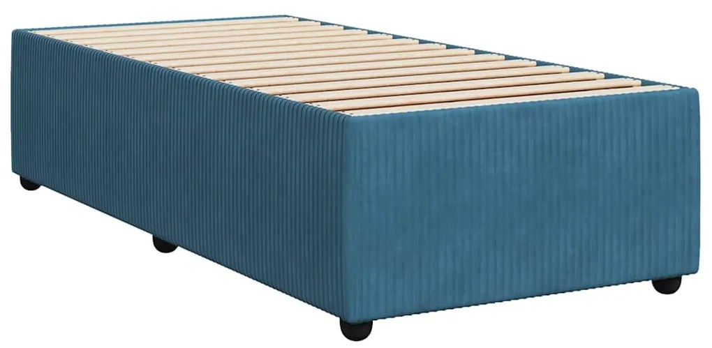 vidaXL Κρεβάτι Boxspring με Στρώμα Μπλε 80 x 200 εκ. Βελούδινο