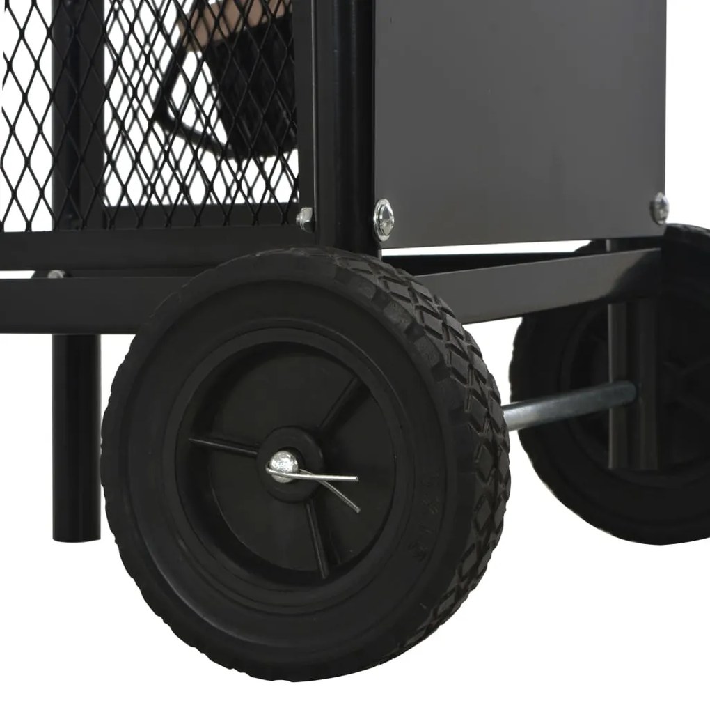 vidaXL Καρότσι Μεταφοράς Καυσόξυλων Μαύρο 30 x 35 x 81 εκ. Ατσάλινο