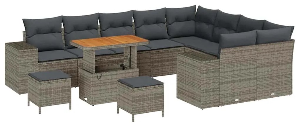 vidaXL Σετ Καναπέ Κήπου με μαξιλάρι 12 pcs Γκρι 90 x 55 x 71 cm