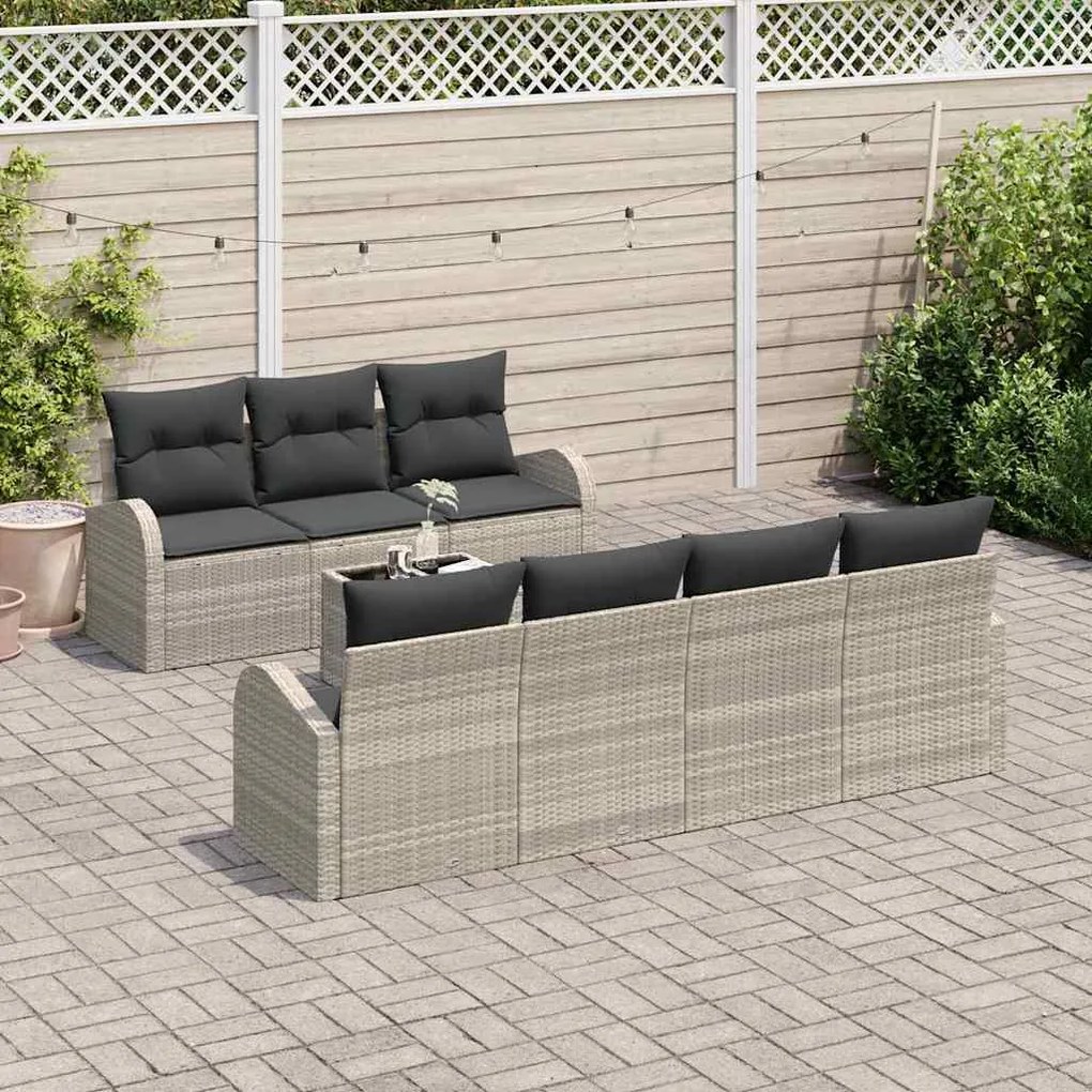 vidaXL Σετ Καναπέ Κήπου 8 pcs Ανοιχτό γκρι 55 x 55 x 37 εκ