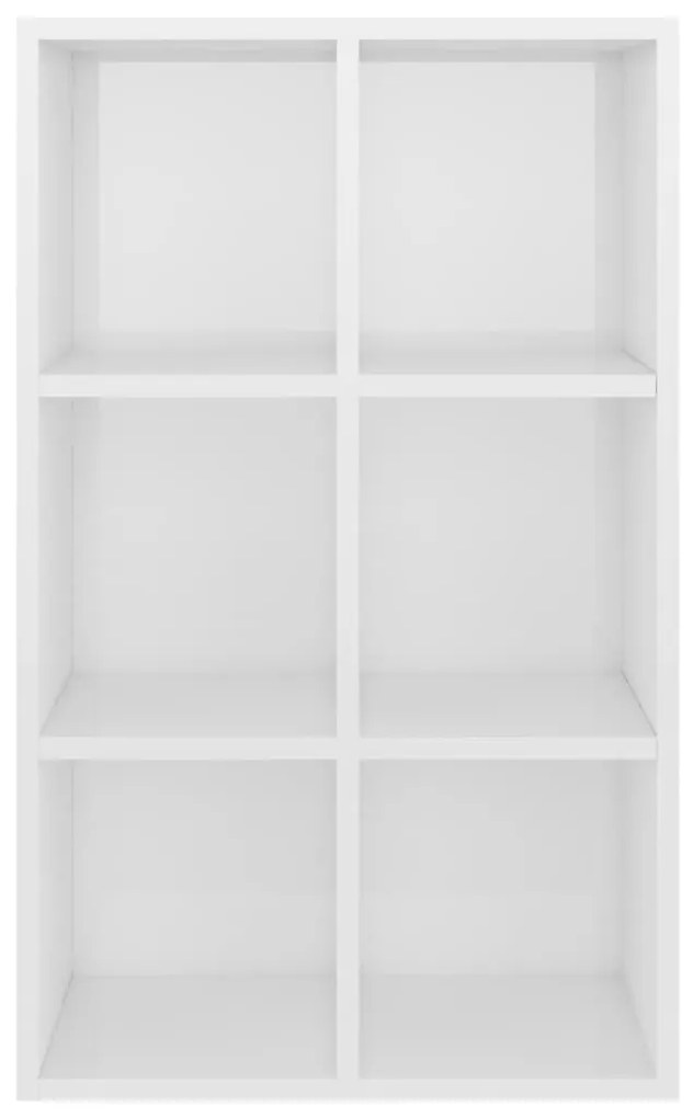 Ραφιέρα/Βιβλιοθήκη Γυαλιστερό Λευκό 66x30x98 εκ. Επεξ. Ξύλο - Λευκό