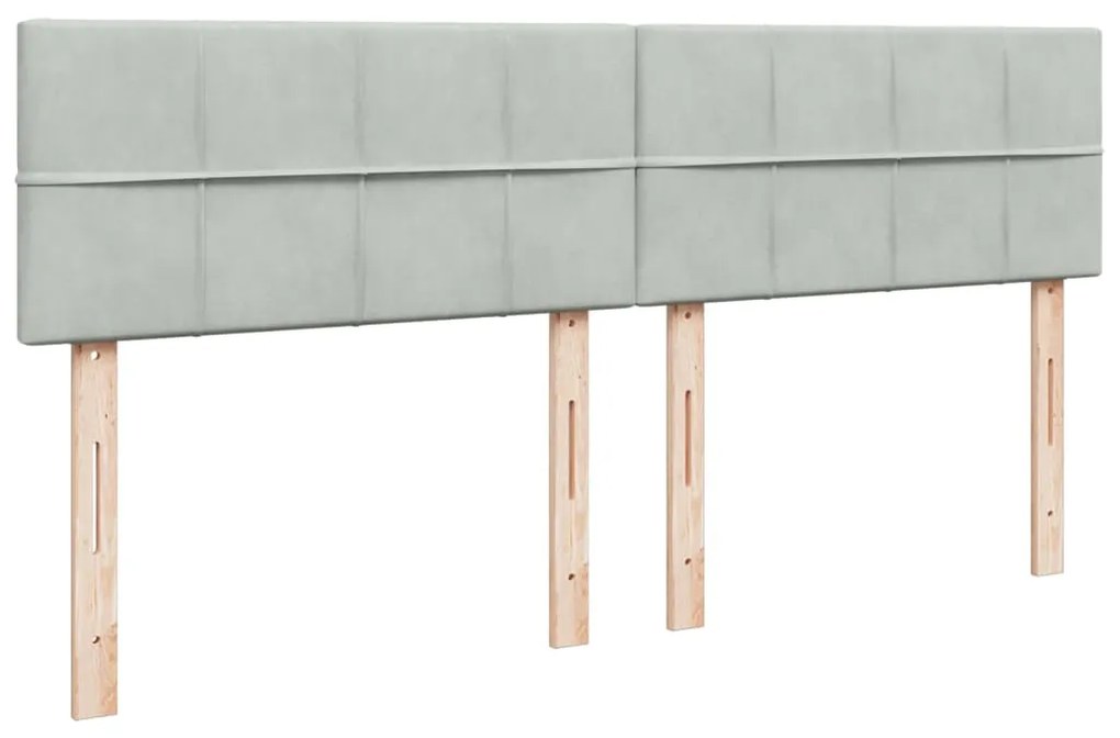 Κρεβάτι Boxspring με Στρώμα Ανοιχτό Γκρι 200x200 εκ. Βελούδινο - Γκρι