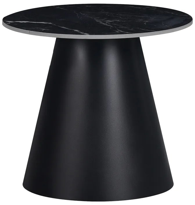 Intrahome Βοηθητικό τραπέζι Fabrin intrahome μαύρο μαρμάρου sintered stone-μαύρο μέταλλο Φ50x46εκ | SKU: INTRAPA-130111379