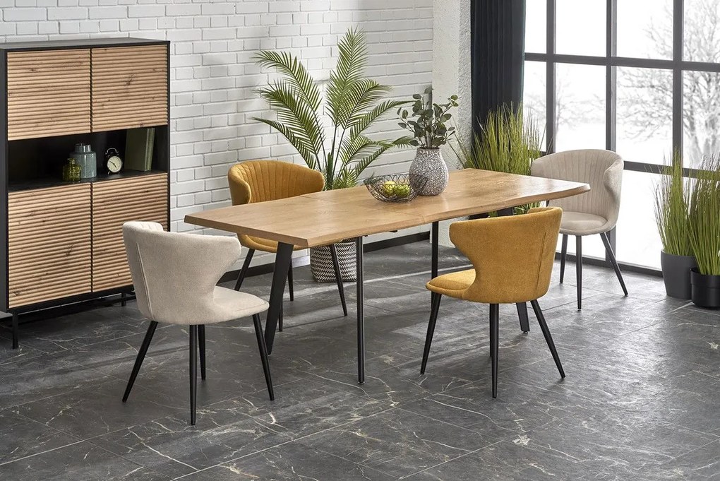 Jackson Ανοιγόμενη Τραπεζαρία Καφέ / Μαύρο 150-210x90x75