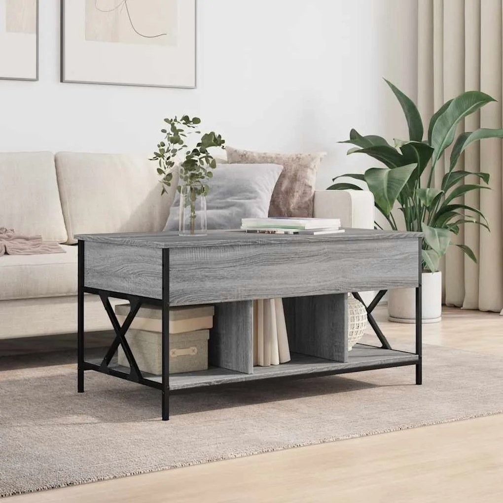 vidaXL Τραπεζάκι Σαλονιού Γκρι Sonoma 100x55x50 εκ. Επεξ. Ξύλο/Μέταλλο