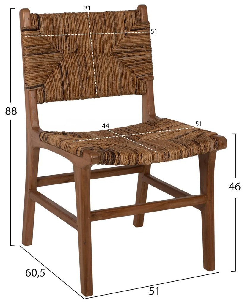 Καρέκλα C9399.01 Μασίφ Ξύλο Teak Φυσικό 51x60,5x88εκ. 51x60.5x88 εκ.