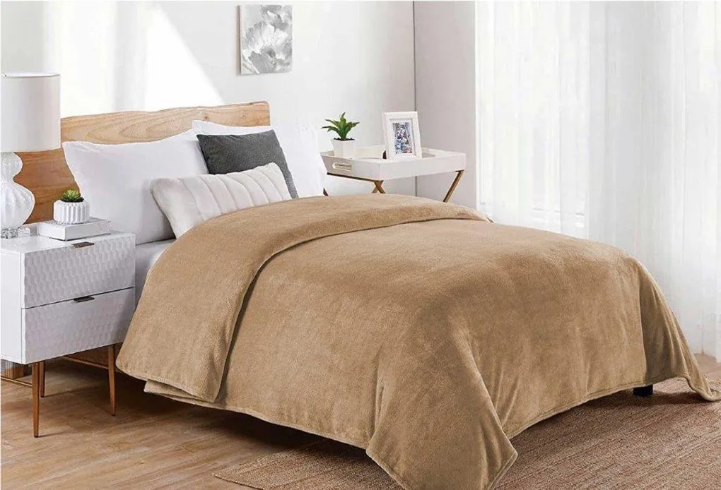 Κουβέρτα Coral Fleece Polyester Μονή 160x220εκ. Μονόχρωμη 02 Beige DIMcol