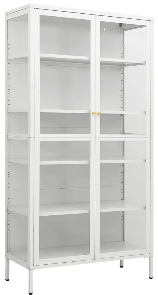 vidaXL Ντουλάπα Βιτρίνας Λευκή 90 x 40 x 180 εκ. Ατσάλι / Ψημένο Γυαλί