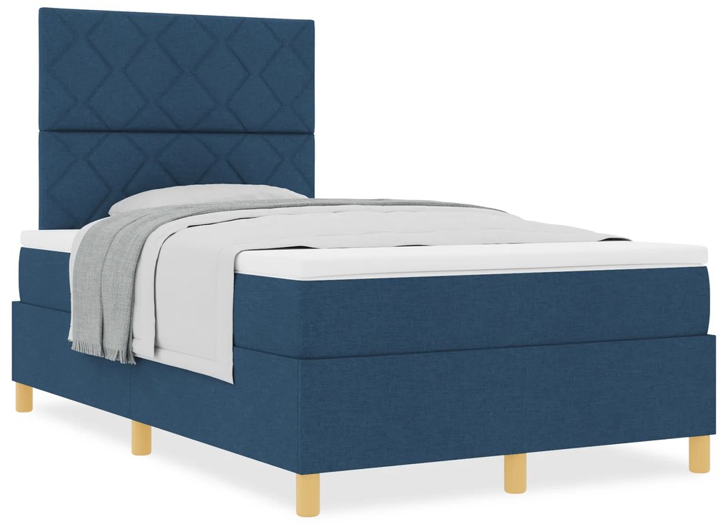 vidaXL Κρεβάτι με ελατήρια με στρώμα Μπλε 120 x 200 cm ύφασμα