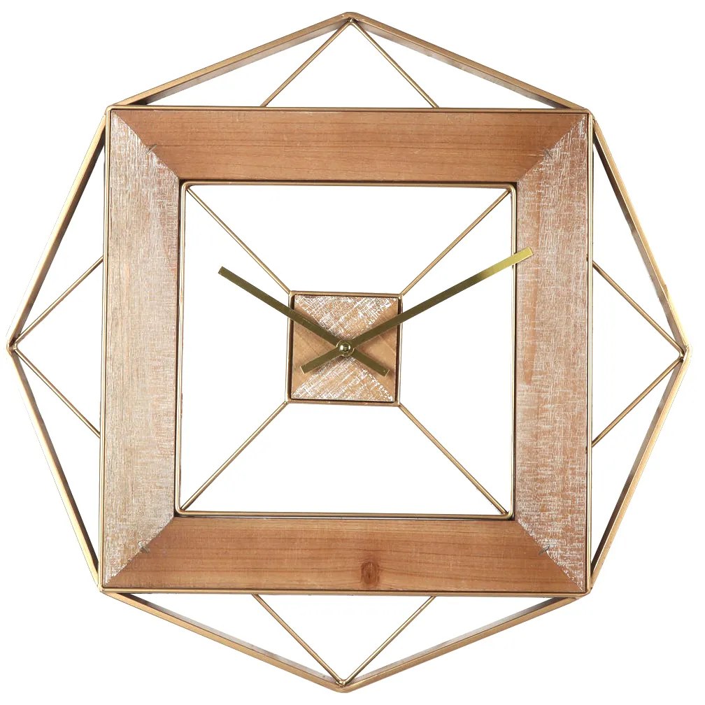 Ρολόι Τοίχου ArteLibre Χρυσό/Φυσικό Μέταλλο/MDF 51x51x4.5cm-14700007