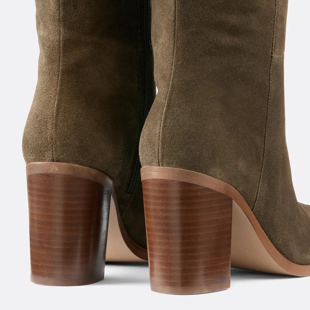 Μπότες από nubuck με φαρδύ τακούνι