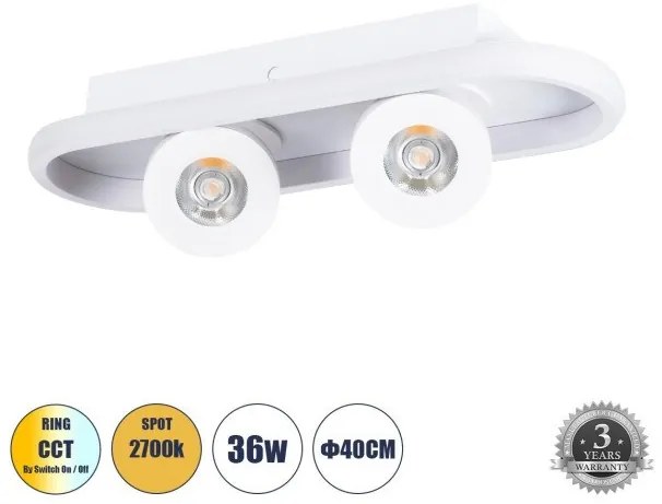 Φωτιστικό Οροφής LED CCT Κινούμενα Σποτ 36W Αλουμίνιο NESPO Globostar -61213-Λευκό 61213
