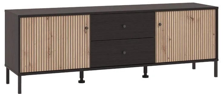 Έπιπλο Τηλεόρασης Correze 3K2F2V Μαύρος Δρύς - Artisan Oak 157x40x55 εκ. 157x40x55 εκ.