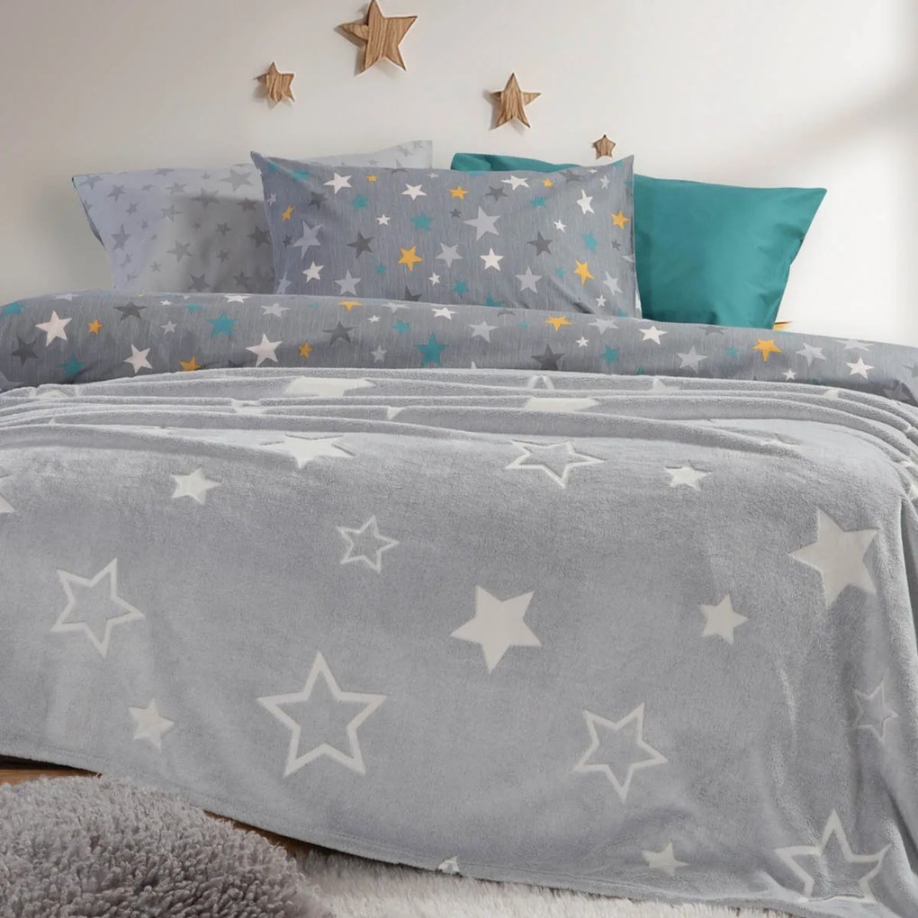 Φωσφοριζέ Κουβέρτα Fleece Κούνιας (110x150) Nef-Nef Homeware Junior Starlight Grey