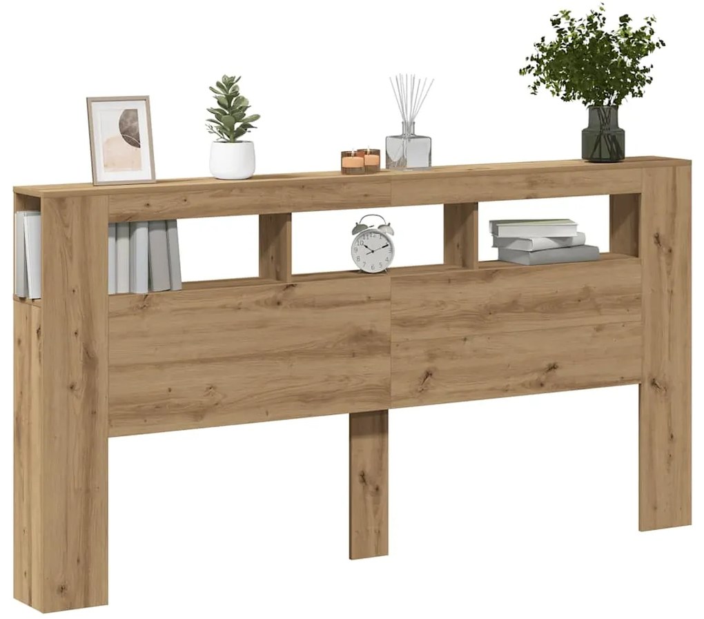 vidaXL LED κεφαλάρι Artisan Oak 200x18,5x103,5 cm Κατασκευασμένο ξύλο
