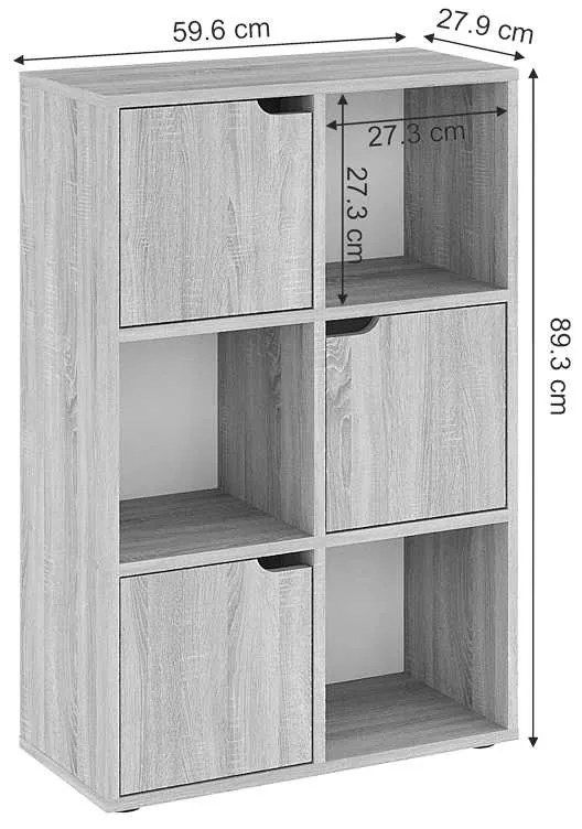Βιβλιοθήκη Bookel pakoworld μελαμίνης σε sonoma απόχρωση 59.5x27.5x89εκ