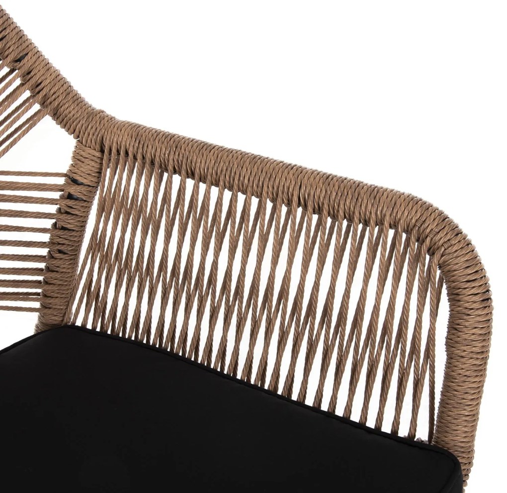 Καρέκλα - Πολυθρόνα TOPIN C6048.02 Μαύρη Αλουμινίου με Ρ.Ε. Rattan Μπέζ και Μαύρο Μαξιλάρι 57x65x84Υ εκ. 57x65x84 εκ.