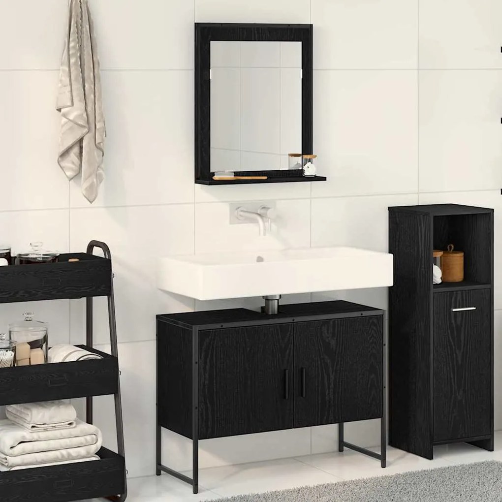 vidaXL Σετ Επίπλων Μπάνιου με αποθήκευση 2 pcs Μαύρο 80 x 33 x 60 εκ