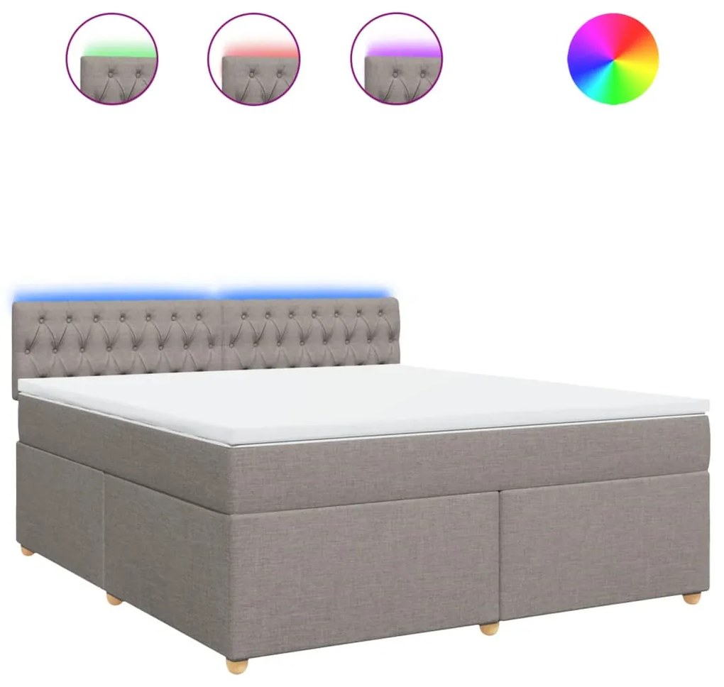 vidaXL Κρεβάτι Boxspring με Στρώμα Taupe 180x200 εκ. Υφασμάτινο