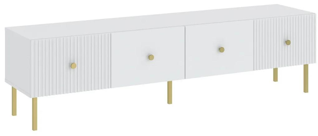 Τραπέζι Tv Bristol F105, Άσπρο, Χρυσό, Με πόρτες, Ο αριθμός των θυρών: 4, 180x48x42cm, 30 kg | Epipla1.gr