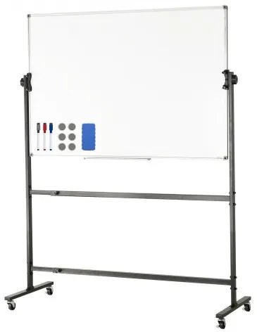 VEVOR Rolling Whiteboard, 48x32 inch Double-Sided Magnetic Mobile Whiteboard, 360° Reversible Adjustable Height Dry Erase Board with Wheels & Movable Tray for Office School