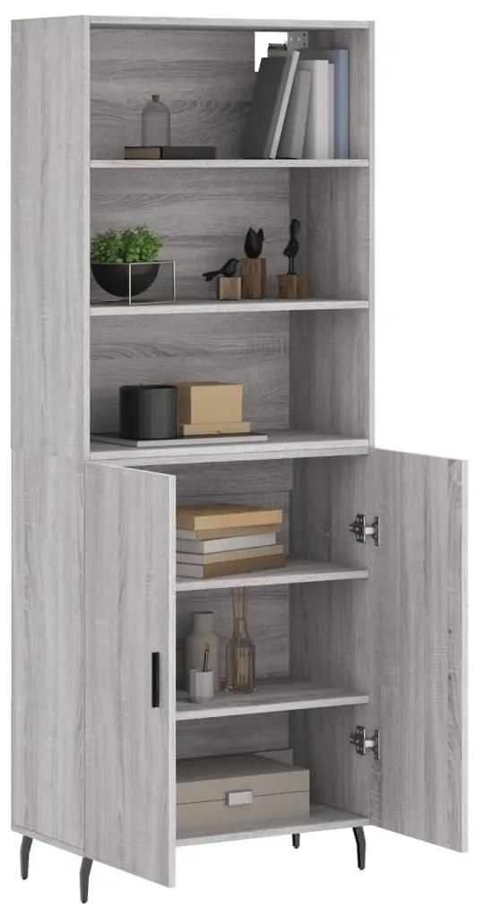 vidaXL Ντουλάπι Γκρι Sonoma 69,5 x 34 x 180 εκ. Επεξεργασμένο Ξύλο