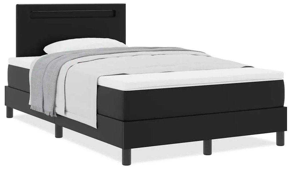 vidaXL Κρεβάτι με Στρώμα με στρώμα Μαύρο 120 x 200 cm Τεχνητό δέρμα