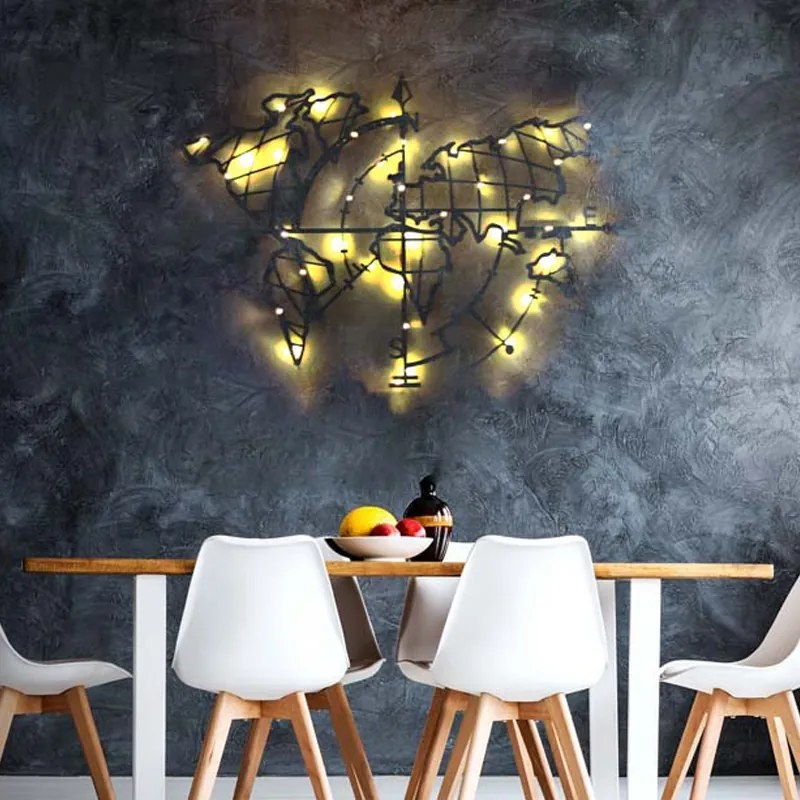 Διακοσμητικό Τοίχου Με Led (65x95) A-G World Map Compass 805BSG1137