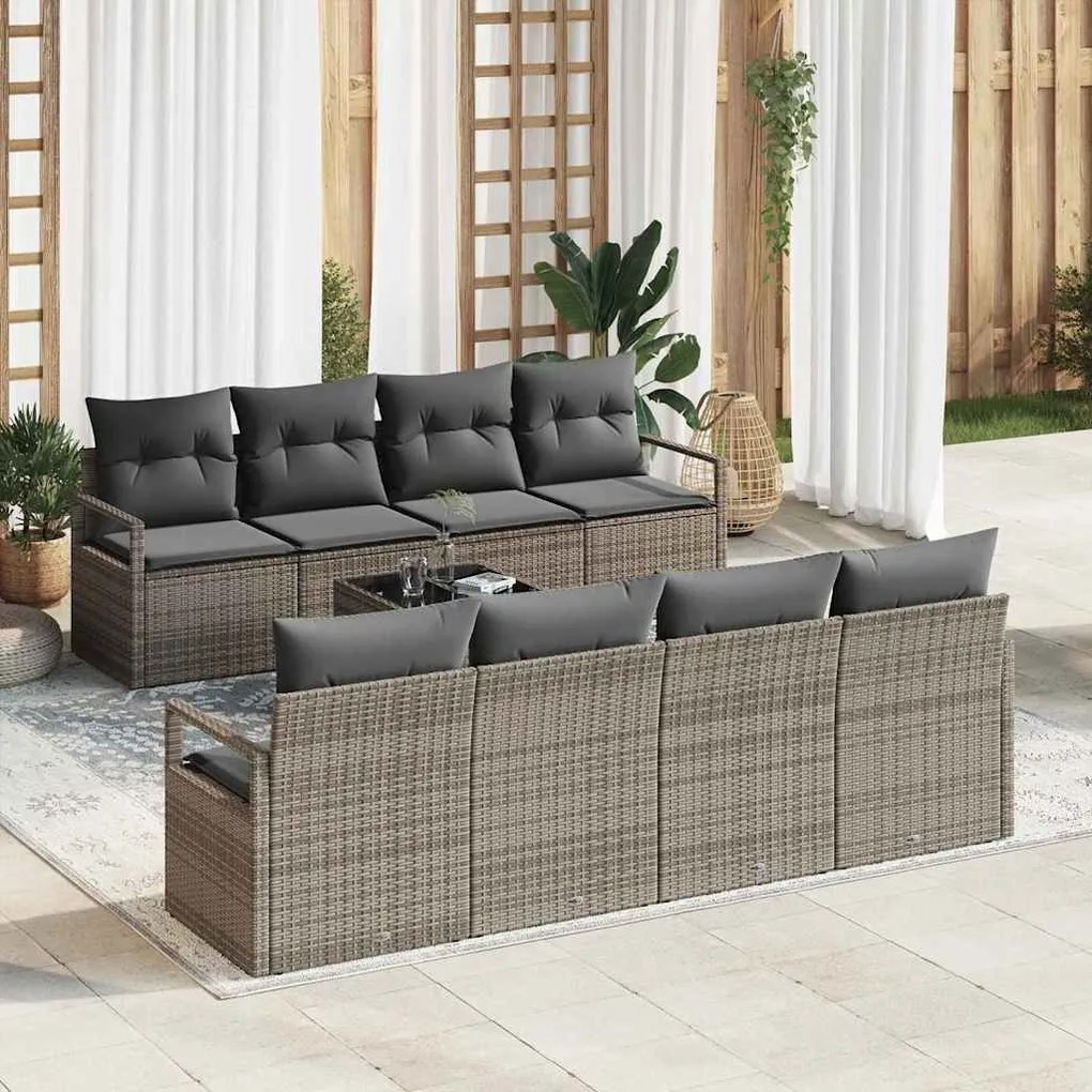 vidaXL Σετ Καναπέ Κήπου 7 pcs Γκρι 55 x 55 x 37 εκ συνθετικό ρατάν