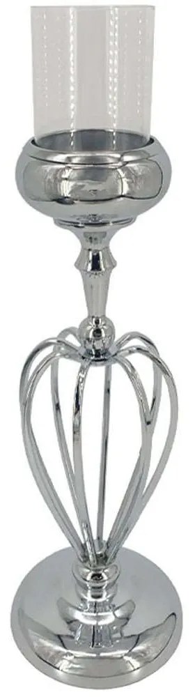 Κηροπήγιο Ακτινωτό 24-15-40056 50cm Silver Marhome Metal, Glass