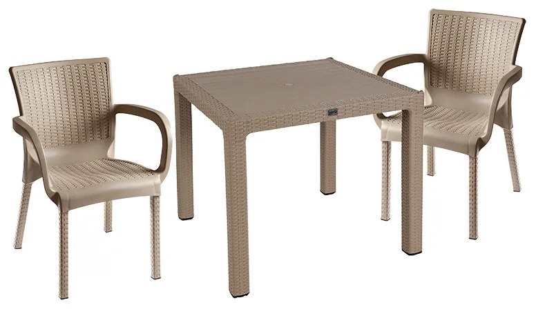 Intrahome Τραπεζαρία Explore-Festive Intrahome σετ 3τεμ PP cappuccino 90x90x73,5εκ | SKU: INTRAPA-364111189