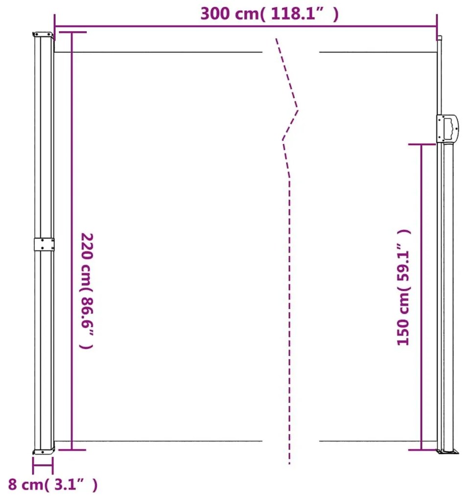 Σκίαστρο Πλαϊνό Συρόμενο Taupe 220 x 300 εκ. - Μπεζ-Γκρι