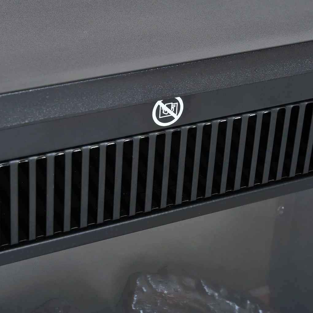 HOMCOM Ηλεκτρικό Τζάκι Ηλεκτρικό Τζάκι Σόμπα Τζάκι Επιτραπέζιο Τζάκι με Εφέ Φλόγας 600/1200W, Μέταλλο, Μαύρο, 34x17x31 cm