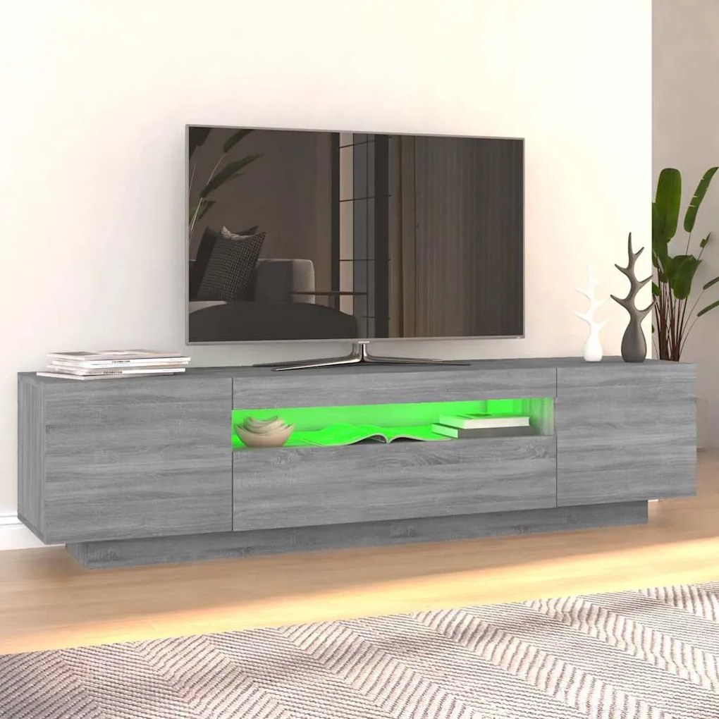 vidaXL Έπιπλο Τηλεόρασης με LED Γκρι Sonoma 160x35x40εκ.