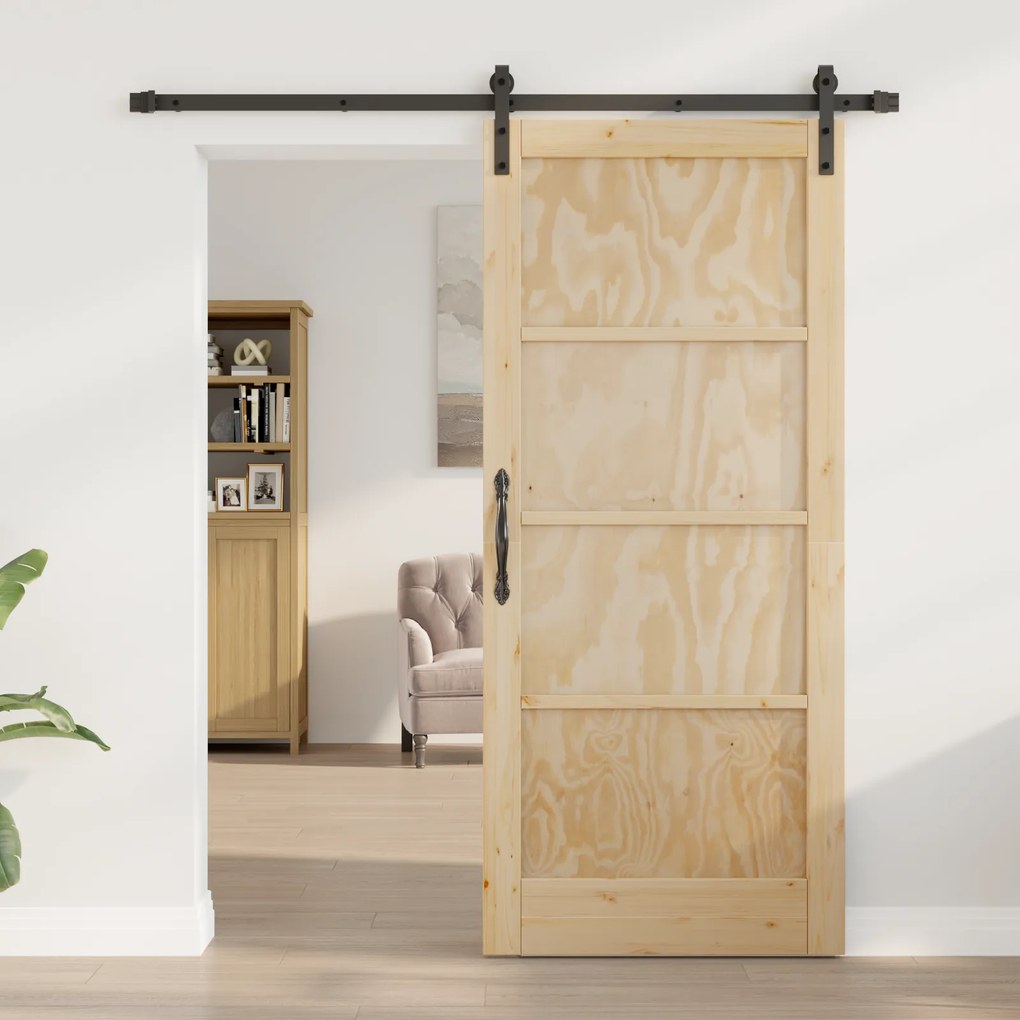 vidaXL Συρόμενη Πόρτα 86x198,5 εκ Σετ 2 Φυσικό και μαύρο