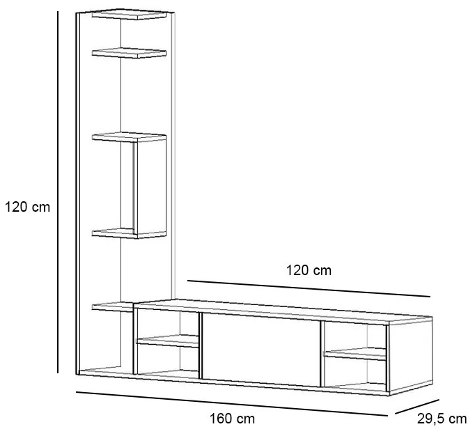 Έπιπλο τηλεόρασης Pera Megapap χρώμα λευκό 160x29,5x120εκ.