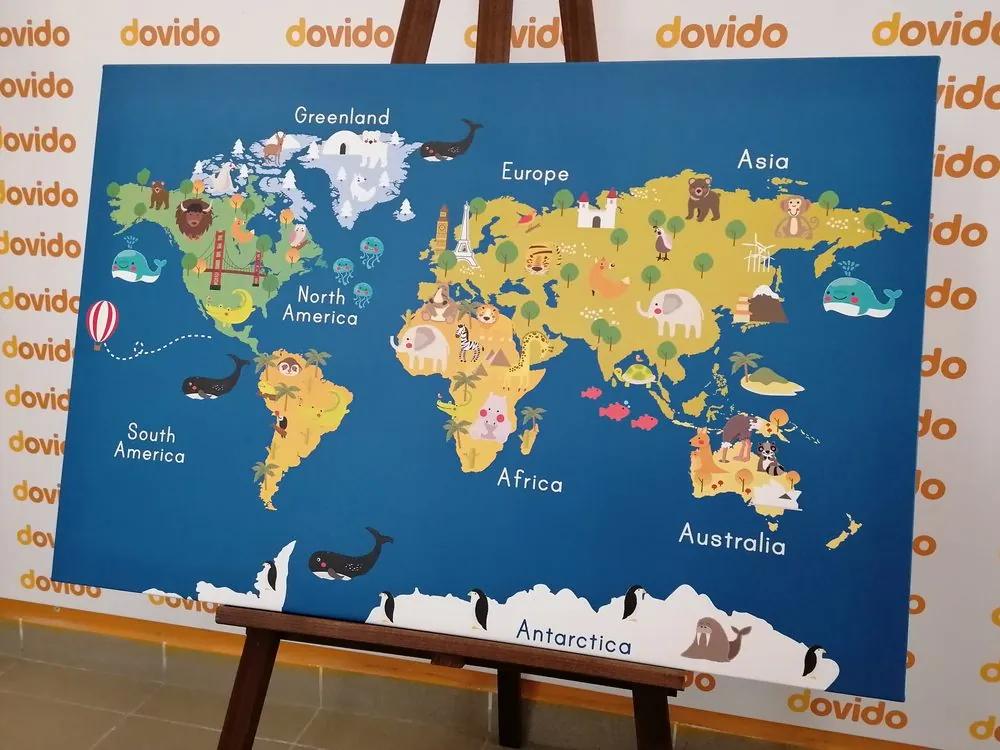 Εικόνα στον παγκόσμιο χάρτη φελλού για παιδιά - 90x60  color mix