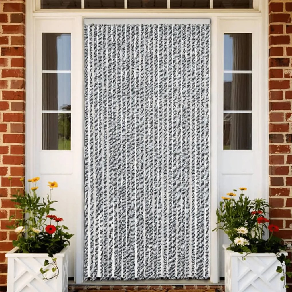 vidaXL Σήτα Εντόμων Γκρι/Μαύρη/Λευκή 118x220 εκ. από Σενίλ