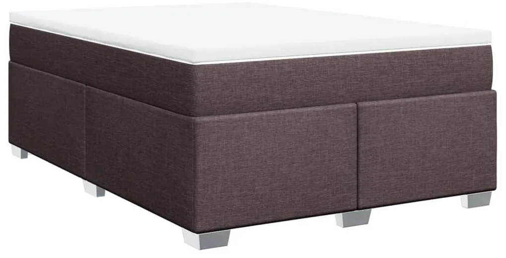 vidaXL Κρεβάτι Boxspring με Στρώμα Σκούρο Καφέ 140x200 εκ Υφασμάτινο