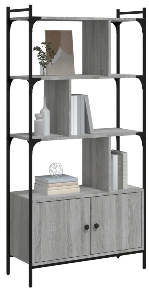 vidaXL Βιβλιοθήκη με Πόρτες Γκρι Sonoma 76,5x30x154,5 εκ. Επεξ. Ξύλο