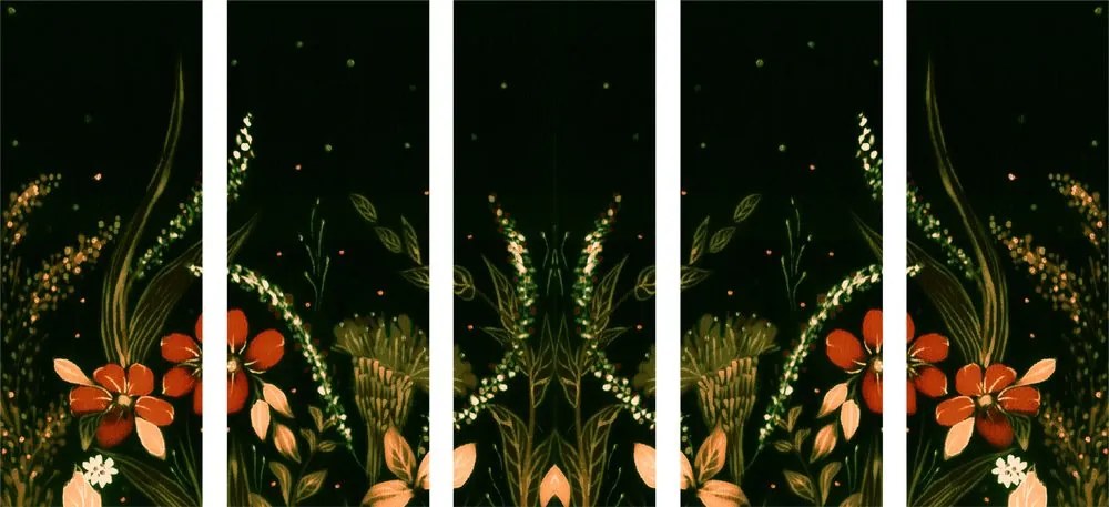 Εικόνες 5 μερών με floral στολίδι