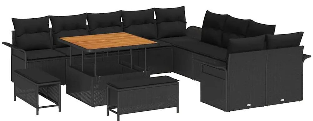 vidaXL Σετ Καναπέ Κήπου 13 pcs Μαύρο συνθετικό ρατάν