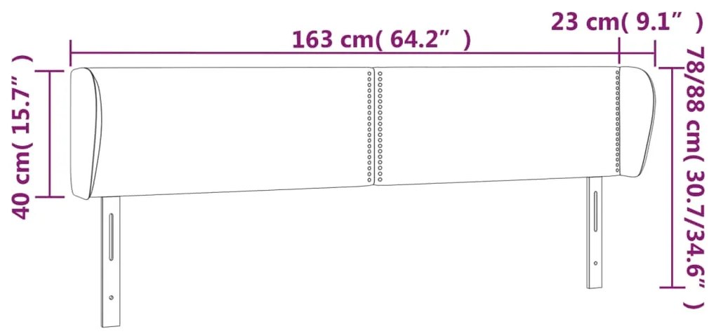 Κεφαλάρι με Πτερύγια Γκρι 163x23x78/88 εκ. Συνθετικό Δέρμα 3117104