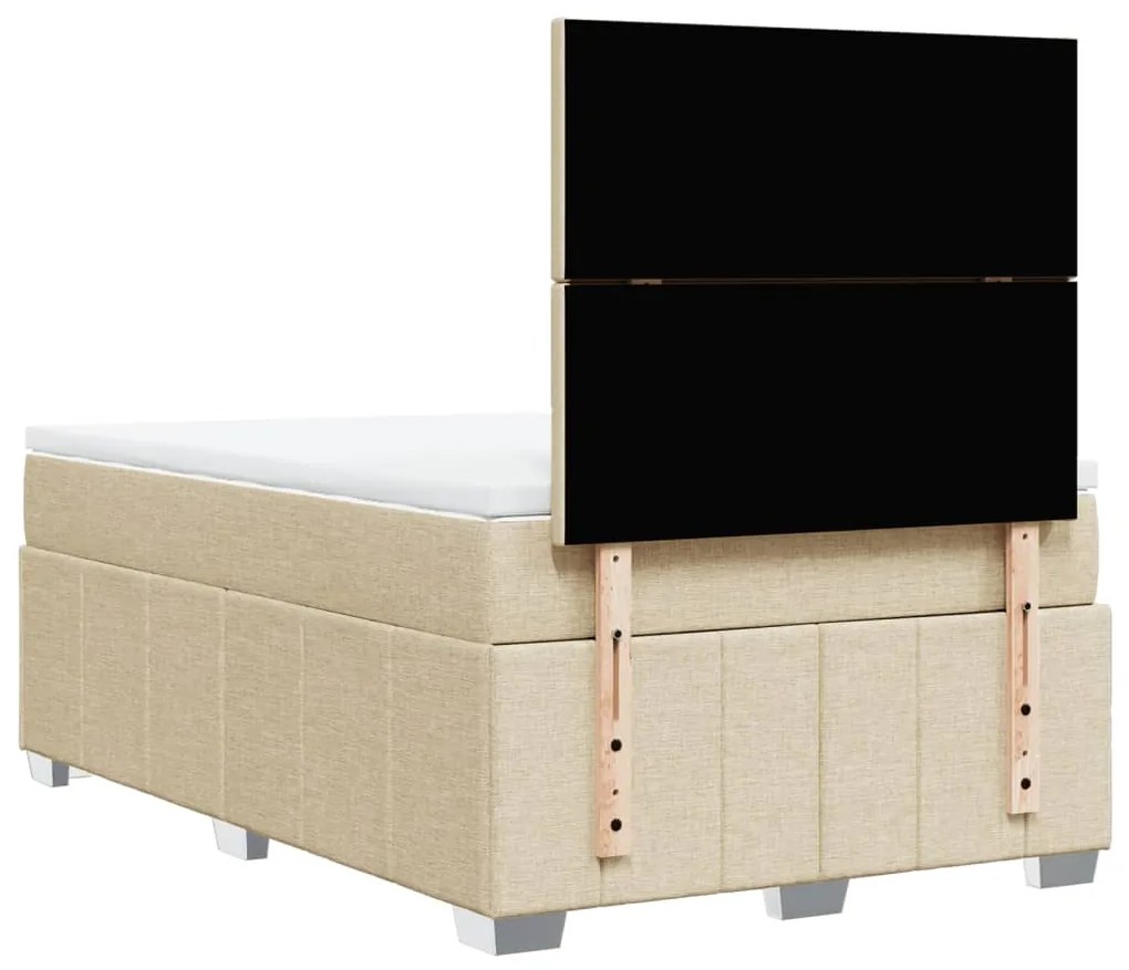 vidaXL Κρεβάτι Boxspring με Στρώμα Κρεμ 120x200 εκ. Υφασμάτινο