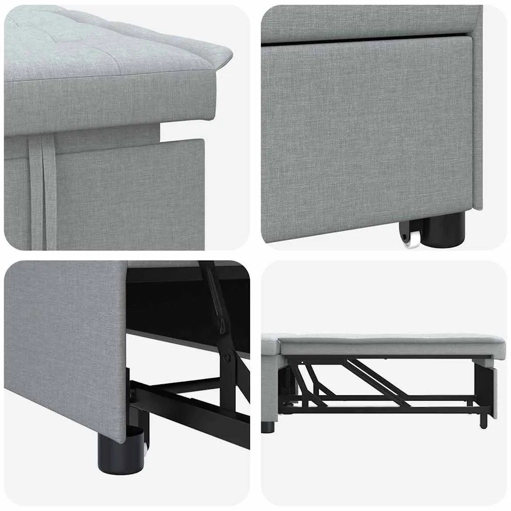 vidaXL Καναπές Κρεβάτι 3 σε 1 - Σχέδιο Pull-Out σε Ανοιχτό Γκρι Υφασμάτινο