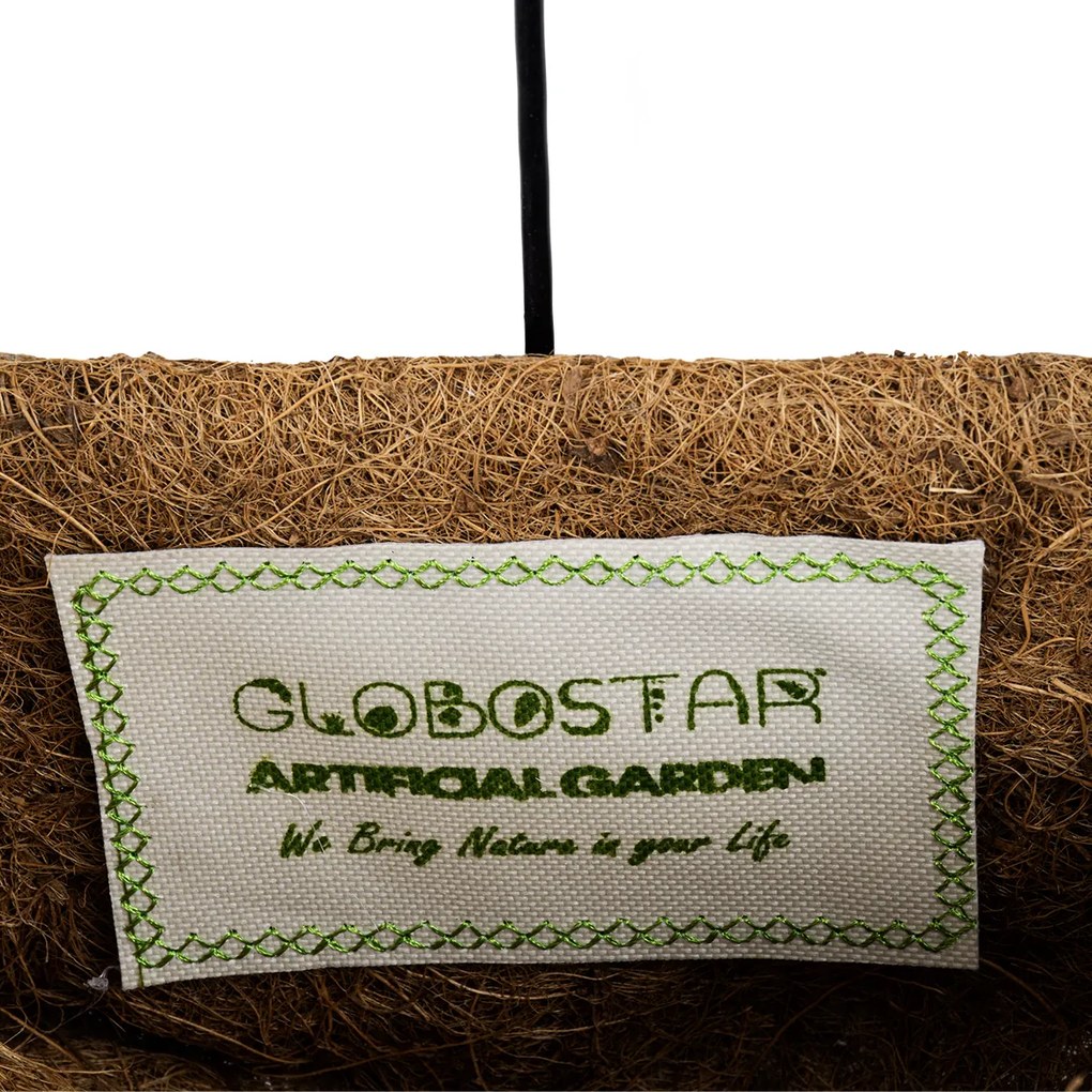 GloboStar® Artificial Garden KOUFONISIA 20482 Επιτοίχιο Κασπώ Γλάστρα - Flower Pot από Φλοιό Καρύδας Καφέ Φ25cm x Υ15cm